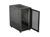 Szafa instalacyjna Rack Lanberg stojąca 19" 22U 600x1000 Czarna drzwi perforowane (flat pack)