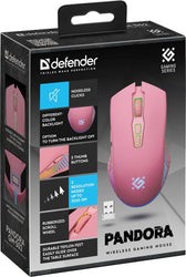 Mysz bezprzewodowa Defender PANDORA GM-502 optyczna 3200dpi różowa RGB AKUMULATOR 7 przycisków Gaming bezklikowa silent