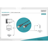 Przedłużacz USB 2.0 DIGITUS A/M - A/Ż, 1,8m, czarny