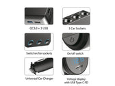 Rozdzielacz gniazda zapalniczki samochodowej Maclean MCE218 3 gniazda zapalniczki, 1xQuick Charge 3.0, 3xUSB 6,8A, 1x Power Delivery 18W, max 120W