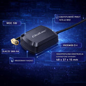 Antena GPS Qoltec GLONASS z podstawą magnetyczną | dookólna | 28dBi | SMA RA