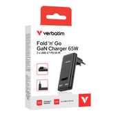 Ładowarka sieciowa Verbatim GaN Fold 'n' Go 65W 2xUSB-C PD 3.0 czarna