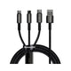 Kabel przewód USB 3w1 - USB-C, Lightning, micro USB 1.5m Baseus Tungsten Gold CAMLTWJ-01 do 3.5A