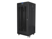Szafa instalacyjna Rack stojąca 19" 27U 600x600 czarna drzwi perforowane LCD Lanberg (flat pack)
