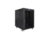 Szafa instalacyjna Rack stojąca 19" 15U 800x1000 Drzwi Szklane czarna Lanberg (flat pack) LCD