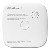 Czujnik dymu Qoltec z baterią | Tuya | Wi-Fi | alarm 85dB | LED