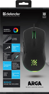 Mysz przewodowa Defender ARGA GM-049 3600dpi 6P + podkładka Gaming