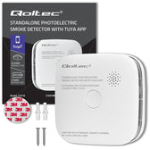 Czujnik dymu Qoltec z baterią | Tuya | Wi-Fi | alarm 85dB | LED