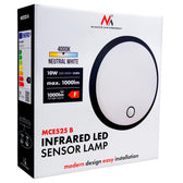 Lampa LED z czujnikiem ruchu Maclean MCE525 B, czujnik PIR, kolor czarny, 10W, IP65, 1000lm, barwa neutralna