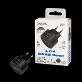 Ładowarka sieciowa LogiLink PA0218 USB 10,5 W, okrągła, 2x USB-A, czarna