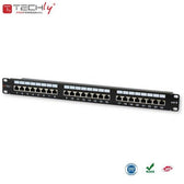 Patch panel TechlyPro 1U STP 24xRJ45 Cat.6, czarny z tacką