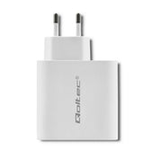 Ładowarka sieciowa Qoltec 63W | 5-20V | 1.5-3A | USB typ C PD | USB QC 3.0 | Biała