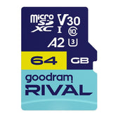 Karta pamięci microSDXC GOODRAM Rival 64GB UHS-I U3 V30 C10 A2 + adapter