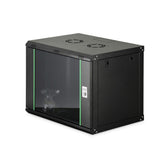 Szafa sieciowa wisząca jednosekcyjna DIGITUS Dynamic 19" 9U, 600x450, drzwi szyba, czarny, niezmontowana, 60kg