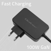 Ładowarka sieciowa Qoltec GaN POWER PRO | 1xUSB-C | 100W | 5-20V | 3-5A | Czarna