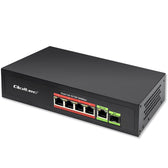 Switch niezarządzalny Qoltec przełącznik sieciowy FAST Ethernet 4x RJ45 PoE 1x RJ45 Uplink 1x SFP | 65W | 1000 Mb/s