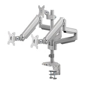 Uchwyt biurkowy do trzech monitorów szary Ergo Office ER-408G, ze sprężyną gazową, 17"-30", 7 kg, 1x USB 3.0, 2x mini-jack