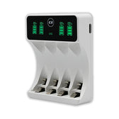 Ładowarka Qoltec do akumulatorków Ni-MH typu R03 AAA R6 AA | LCD | Kabel USB-C | Biała
