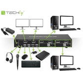Przełącznik KVM Techly 2-portowy DisplayPort/USB 2x1 Dual Head Video 4K*30Hz