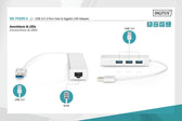 Hub/Koncentrator 3-portowy DIGITUS USB 3.0 SuperSpeed z Gigabit LAN adapter