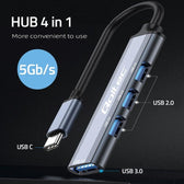 Hub Qoltec adapter USB-C 3.1 4w1 | USB 3.0 | 3x USB 2.0