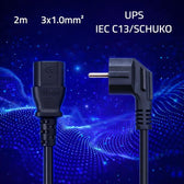 Kabel zasilający Qoltec wtyczka kątowa SCHUKO CEE 7/7 (E/F) | IEC C13 3*1.0mm2 | 2m