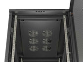 Szafa instalacyjna Rack Lanberg stojąca 19" 22U 600x1000 Czarna drzwi perforowane (flat pack)