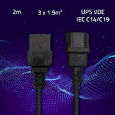 Kabel zasilający Qoltec IEC C14/C19 | 3x1.5mm2 | 2m