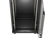 Szafa instalacyjna Rack Lanberg stojąca 19" 24U 600x600 czarna drzwi przeszklone LCD (flat pack) V2
