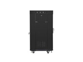 Szafa instalacyjna Rack stojąca 19" 22U 600x600 czarna drzwi szklane LCD Lanberg (flat pack)
