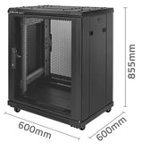 Szafa RACK Qoltec 19" | 15U | 600x600x855 | Perforowane drzwi | Stalowa obudowa