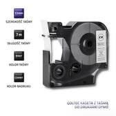 Taśma Qoltec do DYMO D1 45013| 12mm x 7m | Biała/ Czarny nadruk