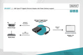 Karta sieciowa DIGITUS przewodowa USB 3.0 Typ C do RJ45 Gigabit Ethernet oraz 1xUSB Typ C z PD 2.0