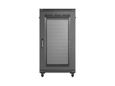Szafa instalacyjna Rack Lanberg stojąca 19" 22U 600x1000 Czarna drzwi perforowane (flat pack)