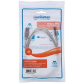 Kabel USB Manhattan USB 2.0 A-B M/M, 3m, srebrny