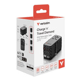 Adapter podróżny Verbatim Charge 'n' Travel GaN III globalny 4xUSB-C PD 3.0 QC 4+ 70W, 1xUSB-A QC 4+ 60W