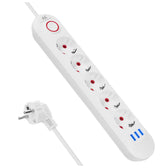 Listwa zasilająca Maclean MCE395 W, przedłużacz 5 gniazd + 3xUSB, 110-240V AC 50/60Hz, 2.1A max 2500W, 1,5m, biała
