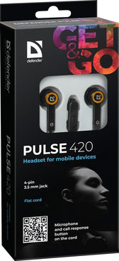 Słuchawki z mikrofonem Defender PULSE 420 douszne 4-pin czarno-pomarańczowe