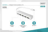 Hub USB DIGITUS 4-portowy USB 3.0 SuperSpeed z Typ C PD 3.0 aluminium
