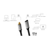 Przedłużacz USB 3.2 Gen2 LogiLink CUA0105, USB-C (M) do USB-C (F), 4K, 0,5m