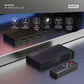 Przełącznik/Switch DIGITUS HDMI 3x1, 8K/60Hz (4:4:4) z HDR, 48 Gbps, HDCP 2.3