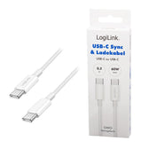 Kabel USB 2.0 LogiLink CU0342 USB-C - USB-C, M/M, 480 Mb/s, 60 W, biały, 1,5m