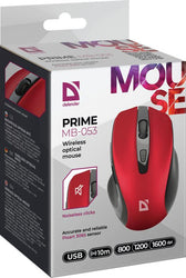 Mysz bezprzewodowa Defender PRIME MB-053 optyczna bezklikowa silent 1600dpi czerwona