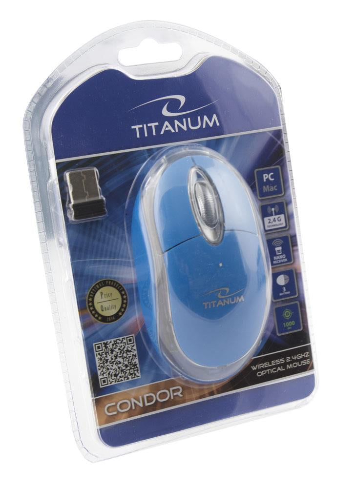 Mysz bezprzewodowa Titanum Condor 3D optyczna 2.4 GHz  niebieska