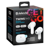 Słuchawki z mikrofonem Defender TWINS 945 bezprzewodowe Bluetooth białe