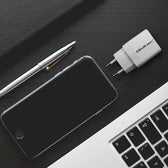 Ładowarka sieciowa Qoltec 20W GaN | 5-20V | 1.5-3A | 1xUSB-C PD | 1xUSB QC 3.0 | Biała