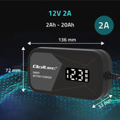 Ładowarka inteligentna Qoltec mikroprocesorowa 12V | 2A | Prostownik do akumulatora AGM GEL | LCD