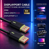 Kabel DisplayPort Qoltec M/M v2.1 | 80G | 0.5m