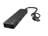 Hub USB Natec Mayfly 4xUSB 3.0 czarny USB-C + Adapter USB-A
