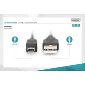 Kabel USB DIGITUS 2.0 A/M - mini B/M, 1,8m czarny